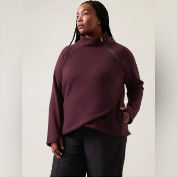 Athleta Cozy Karma Asym Pullover Spiced Cabernet Plus Size 1X - Picture 1 of 16